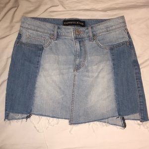 Express Asymmetrical Distressed Denim Skirt